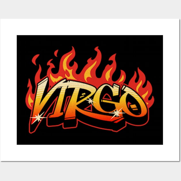 Virgo Zodiac Retro Flames Birthday Wall Art by Lavender Celeste